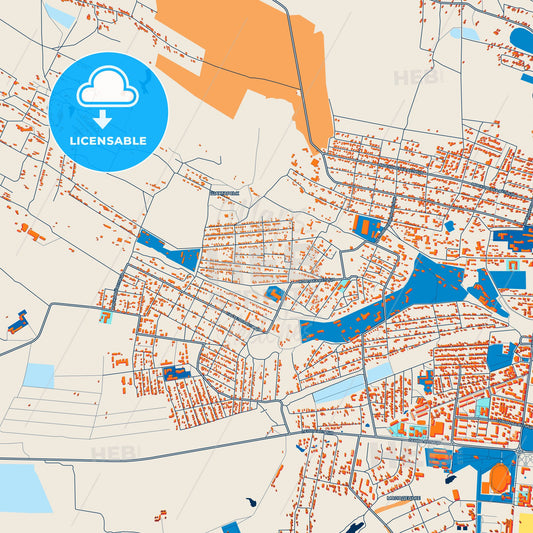 Colorful Shakhtarsk Street Map with Labels and Buildings
