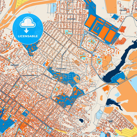 Colorful Shakhty Street Map with Labels and Buildings