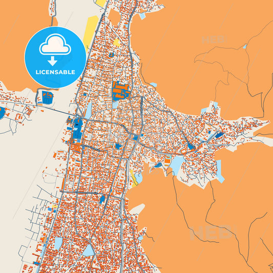 Colorful Shaki Street Map with Labels and Buildings