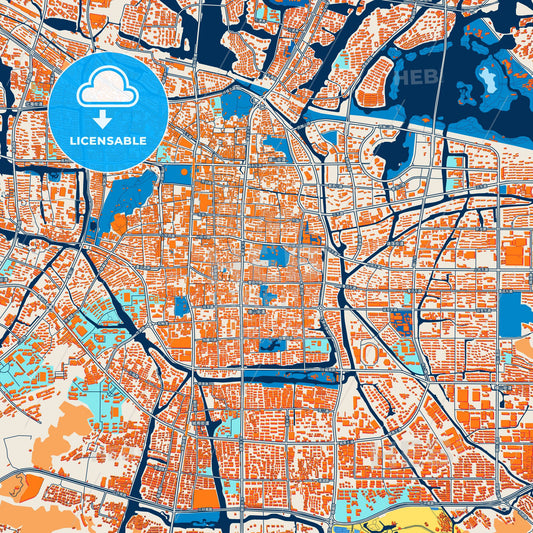 Colorful Shaoxing Street Map with Labels and Buildings