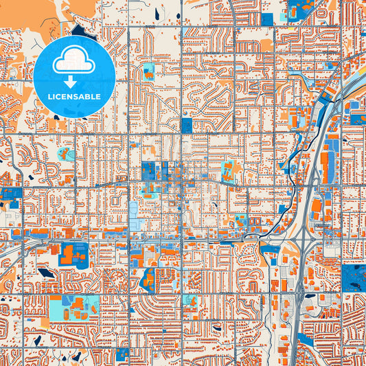 Colorful Shawnee Street Map with Labels and Buildings