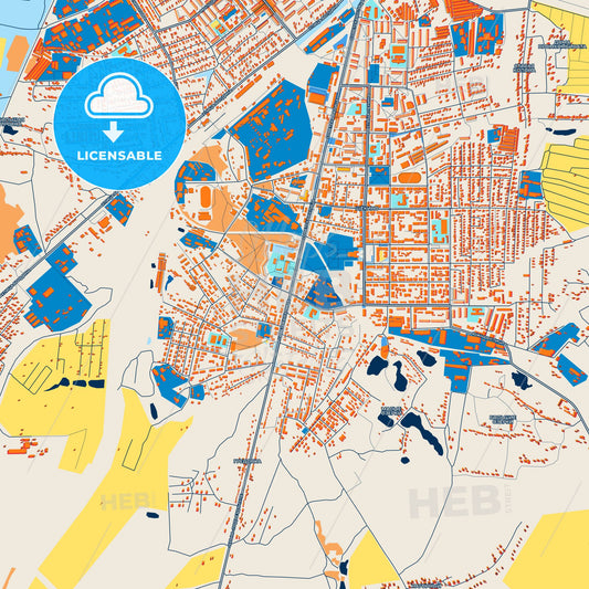 Colorful Shchyokino Street Map with Labels and Buildings