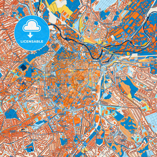Colorful Sheffield Street Map with Labels and Buildings