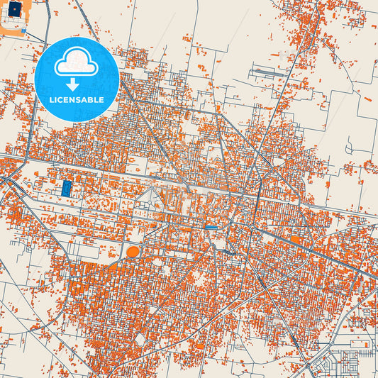 Colorful Sheikhupura Street Map with Labels and Buildings