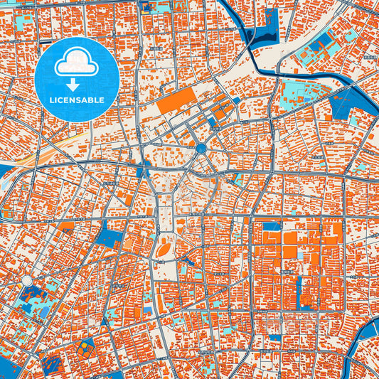 Colorful Shenyang Street Map with Labels and Buildings