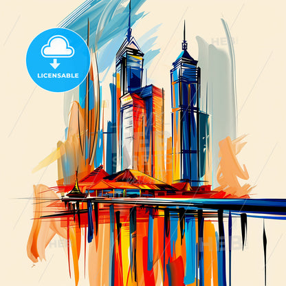 Vibrant Shenzhen, China - A Painting Of A City