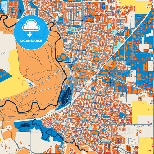 Colorful Shepparton–Mooroopna Street Map with Labels and Buildings