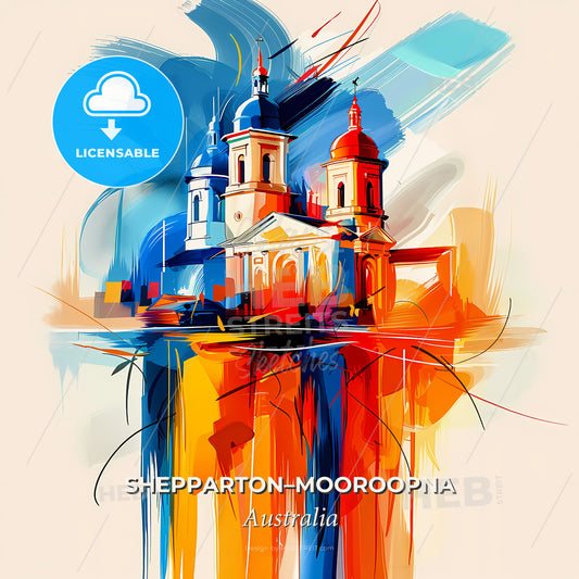 Vibrant Shepparton–Mooroopna, Australia - A Painting Of A Building - Square format print template
