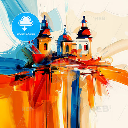 Vibrant Shepparton–Mooroopna, Australia - A Painting Of A Building With Towers