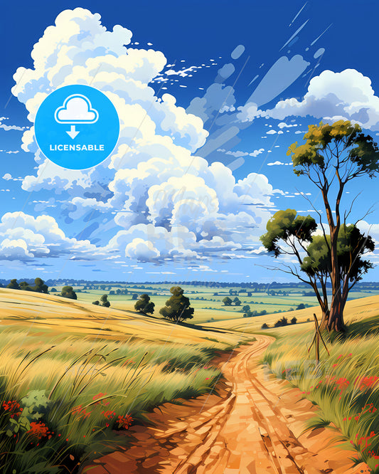 Abstract Dirt Road Field Art Painting Acrylic Australian Shepparton Mooroopna Nature Landscape