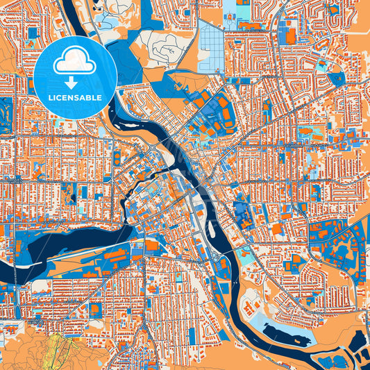 Colorful Sherbrooke Street Map with Labels and Buildings