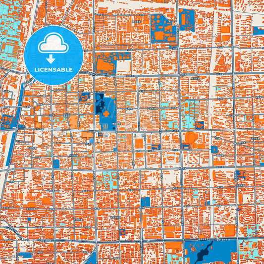 Colorful Shijiazhuang Street Map with Labels and Buildings