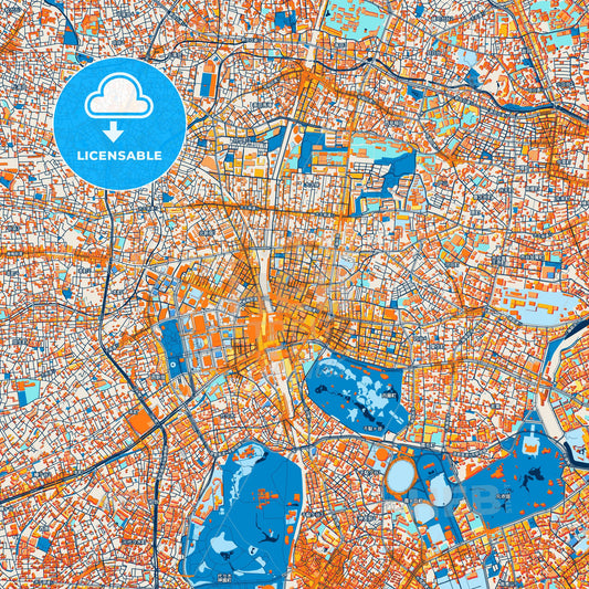 Colorful Shinjuku Street Map with Labels and Buildings
