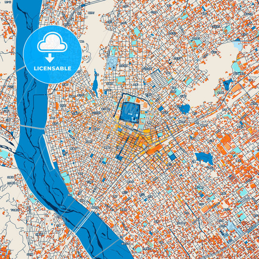 Colorful Shizuoka Street Map with Labels and Buildings