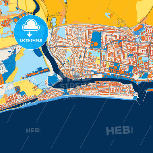 Colorful Shoreham-by-Sea Street Map with Labels and Buildings