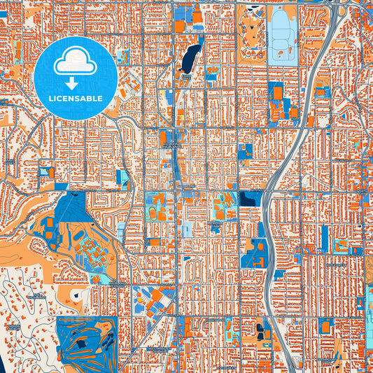 Colorful Shoreline Street Map with Labels and Buildings