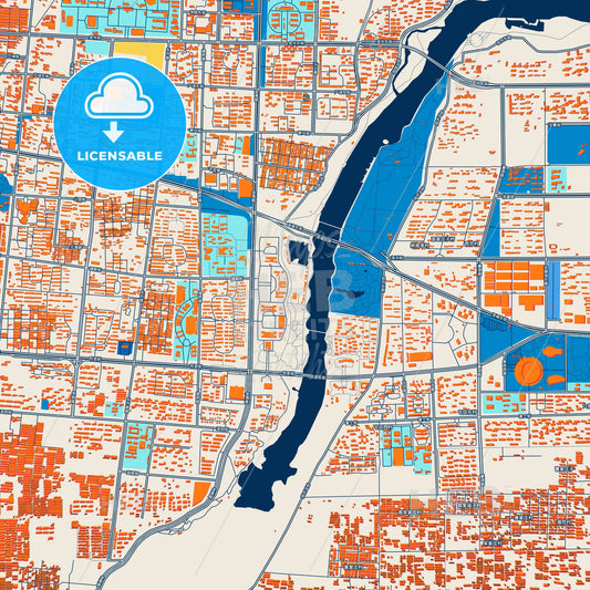 Colorful Shouguang Street Map with Labels and Buildings