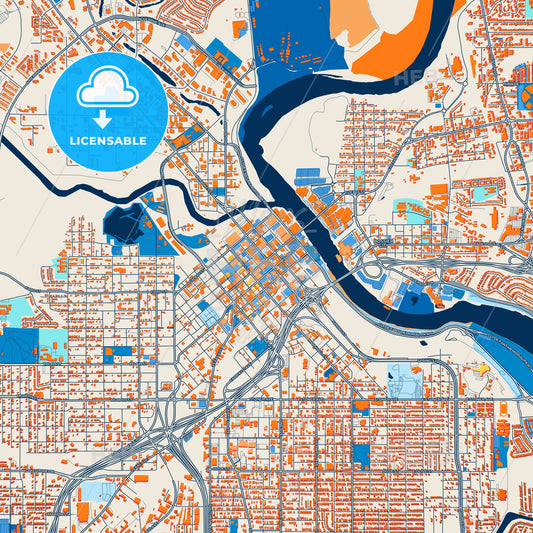 Colorful Shreveport Street Map with Labels and Buildings