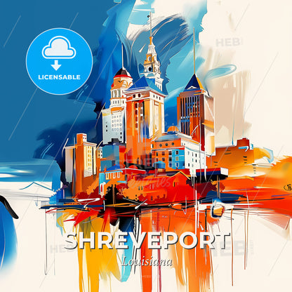 Vibrant Shreveport, Louisiana - A Painting Of A City - Square format print template
