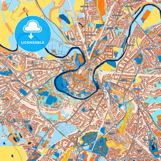 Colorful Shrewsbury Street Map with Labels and Buildings