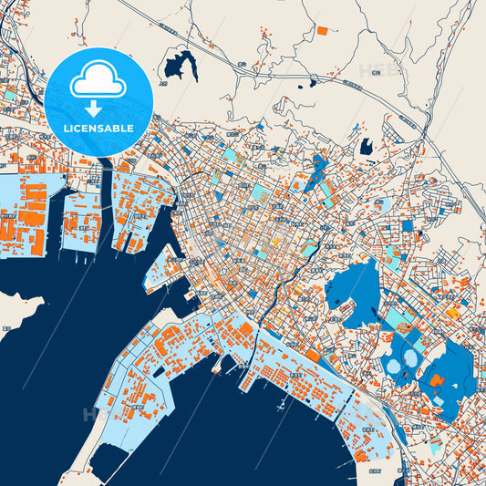 Colorful Shūnan Street Map with Labels and Buildings