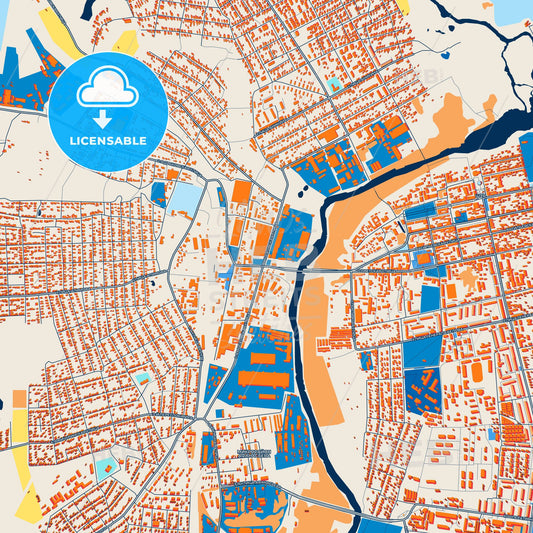 Colorful Shuya Street Map with Labels and Buildings