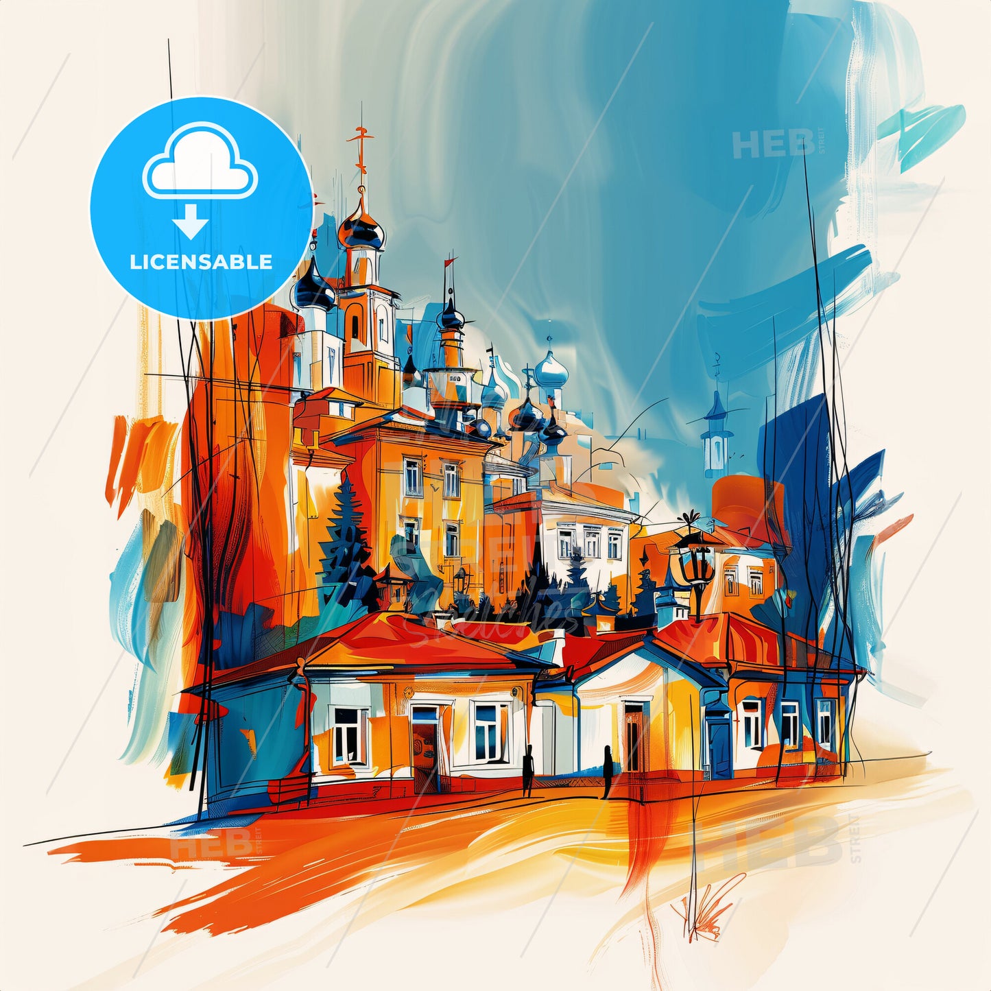 Vibrant Shymkent, Kazakhstan - A Painting Of A Building
