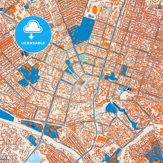 Colorful Shymkent Street Map with Labels and Buildings