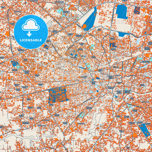 Colorful Sialkot Street Map with Labels and Buildings
