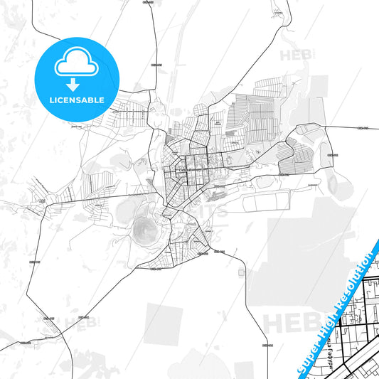 Sibay, Russia light map with streetnames, citynames and districts