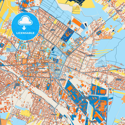 Colorful Siedlce Street Map with Labels and Buildings