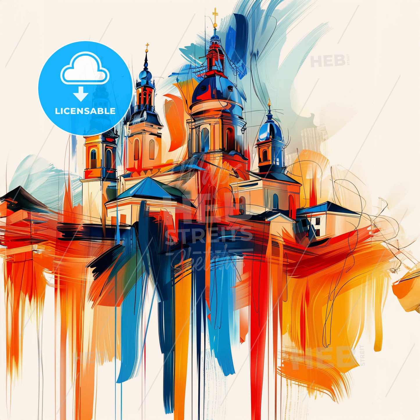 Vibrant Siegen, Germany - A Painting Of A Building With Towers