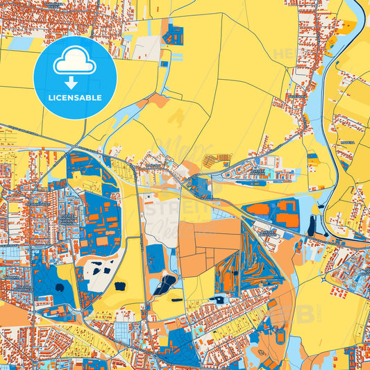 Colorful Siemianowice Śląskie Street Map with Labels and Buildings