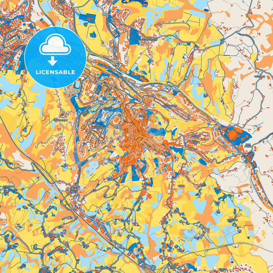Colorful Siena Street Map with Labels and Buildings