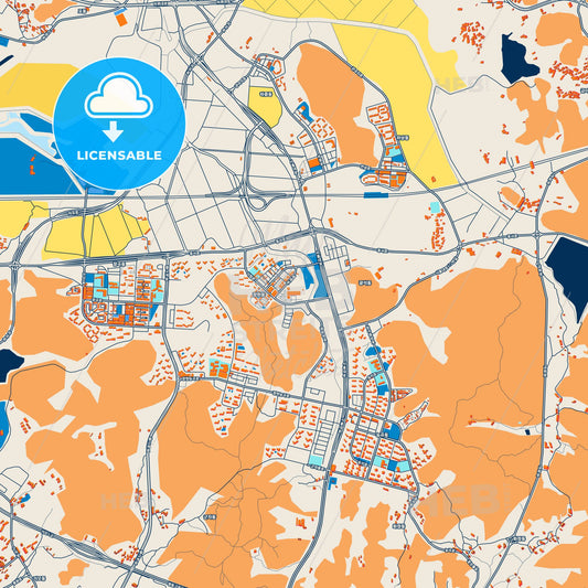 Colorful Siheung Street Map with Labels and Buildings