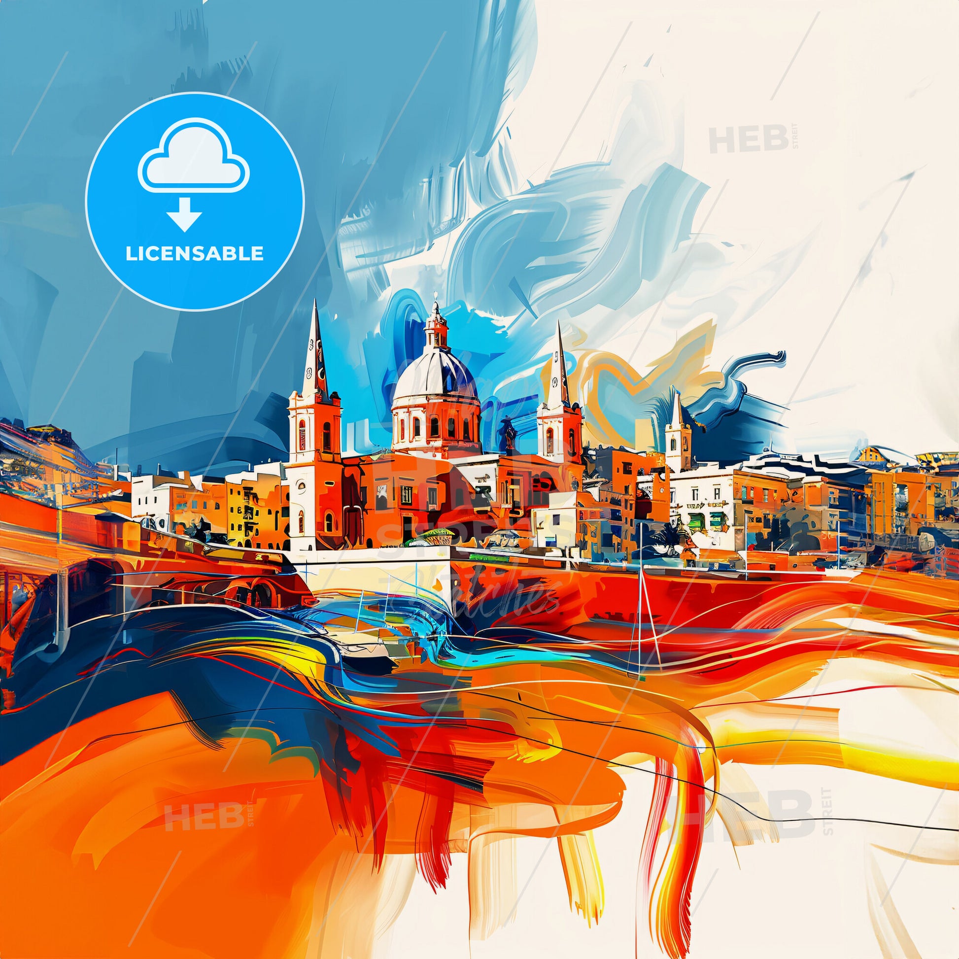 Vibrant Siġġiewi, Malta - A Colorful Painting Of A City