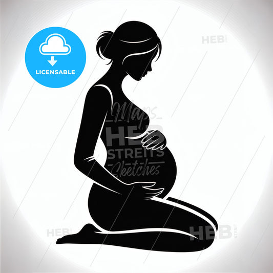 Silhouette of a Pregnant Woman Embracing Her Baby Bump in Soft Light
