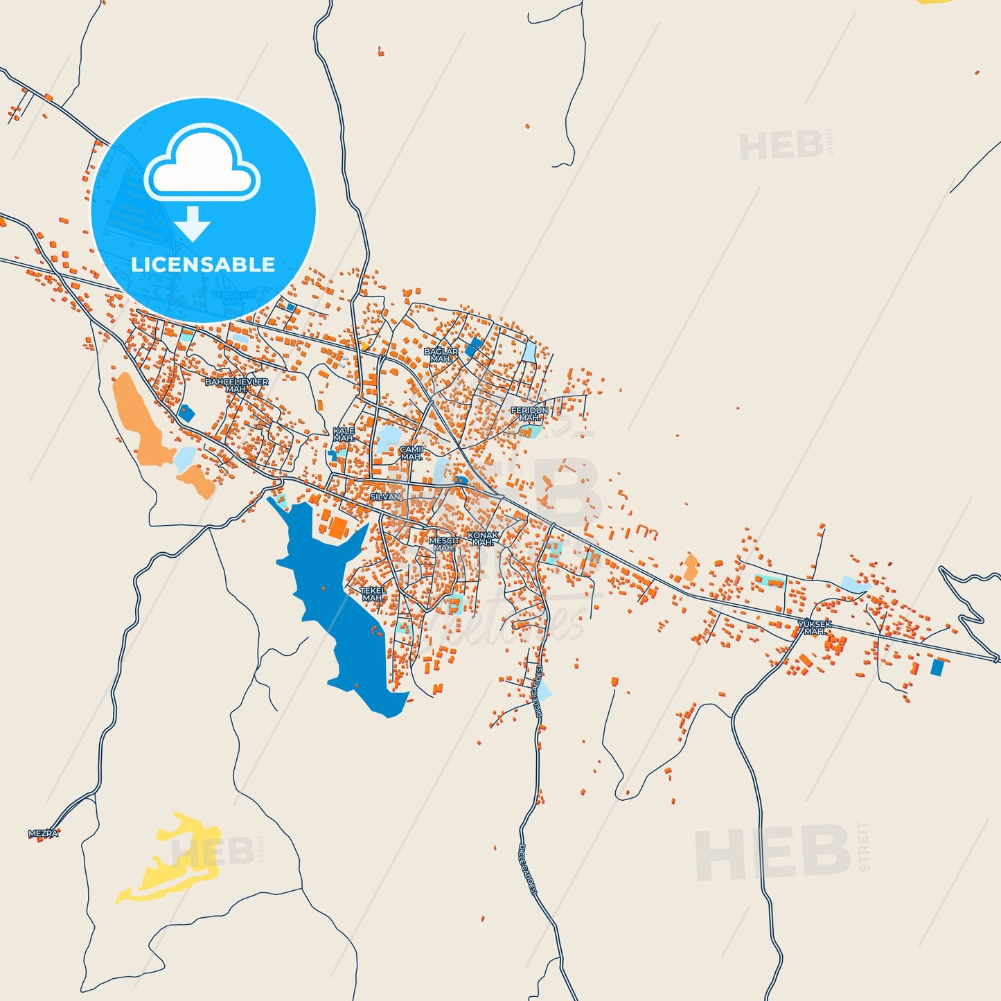 Colorful Silvan Street Map with Labels and Buildings