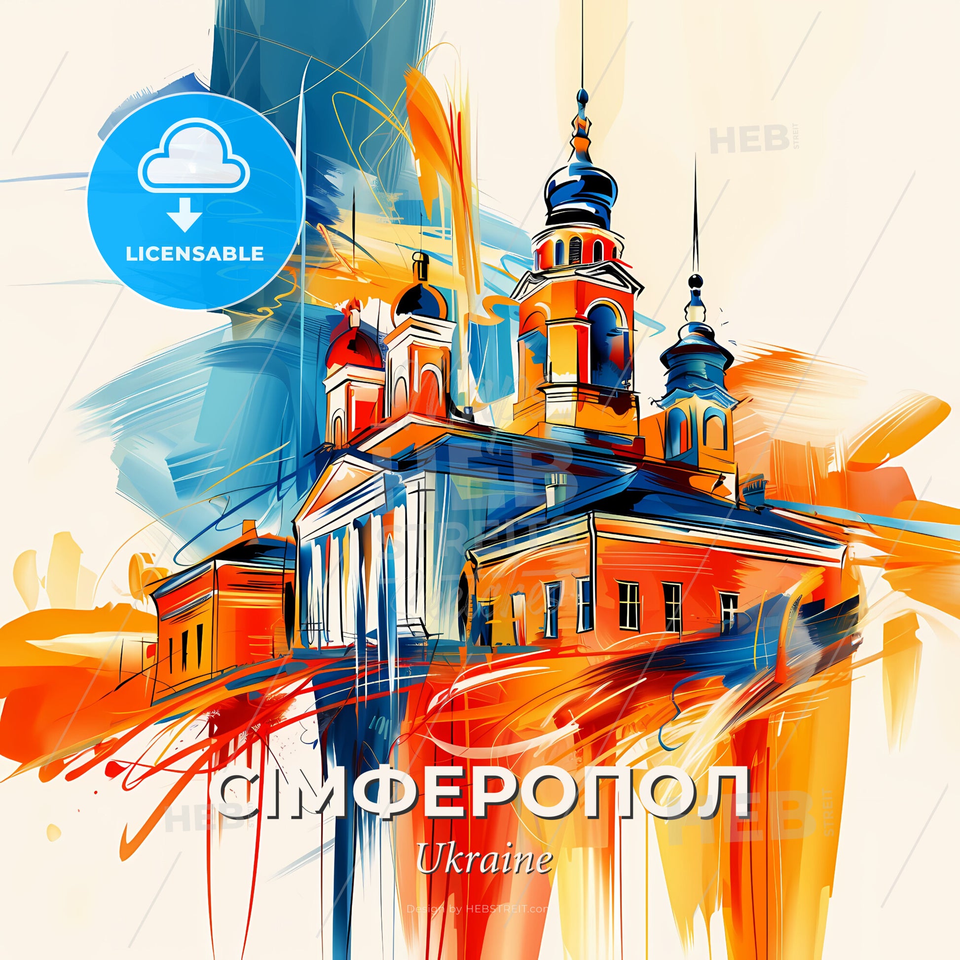 Vibrant Сімферопол, Ukraine - A Painting Of A Building - Square format print template