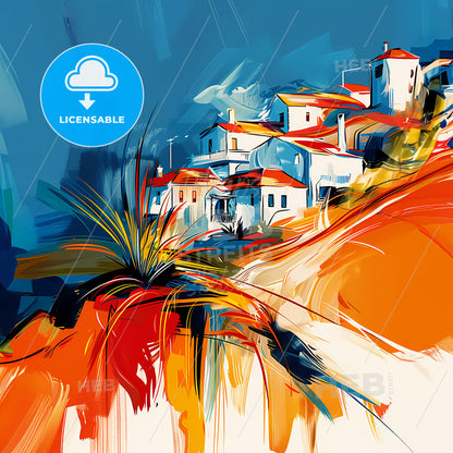 Vibrant Simi Valley, California - A Painting Of A Village