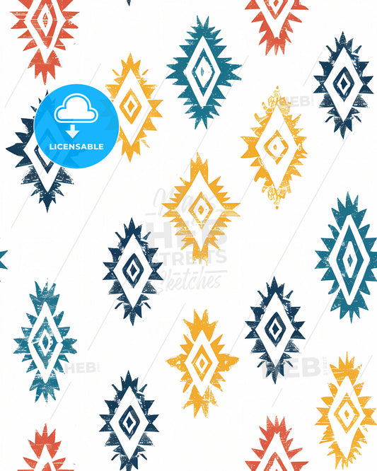 Colorful Bohemian Diamond Pattern Painting Print for Wall Decor Home Decor Background Wallpaper Fashion