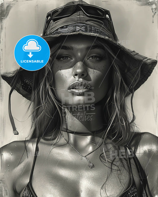 Beige Minimalist Summer Wonder Woman - A woman wearing a hat