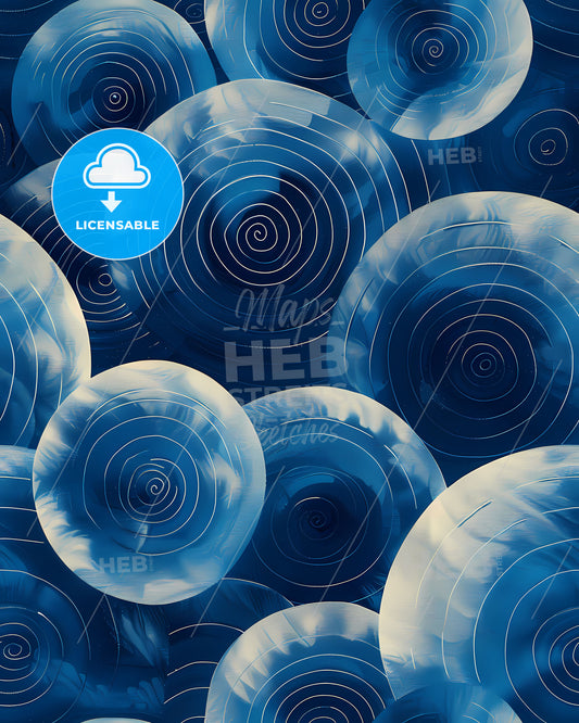 Psychedelic Sky Blue and White Swirls: Vibrant Abstract Painting Inspired by 60s Poster Art