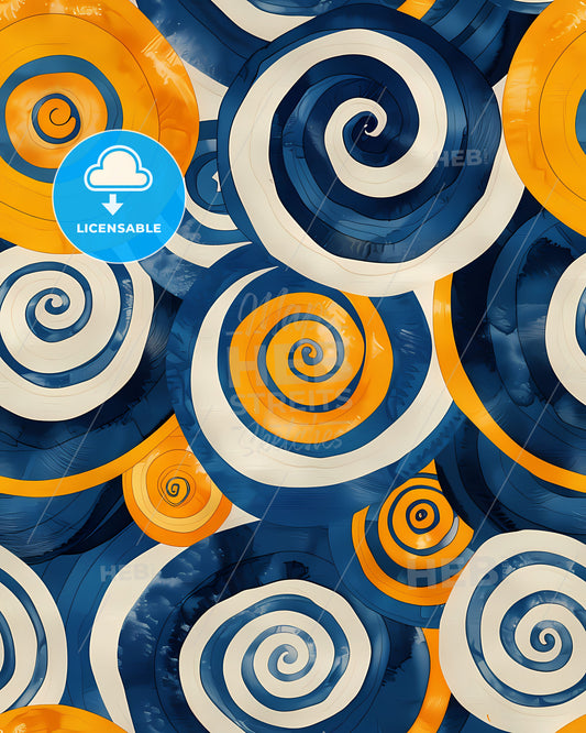 Psychedelic Sky Blue & White Swirls - Vibrant 60s Poster Art Inspired Stock Image Emphasizing Artistic Expression