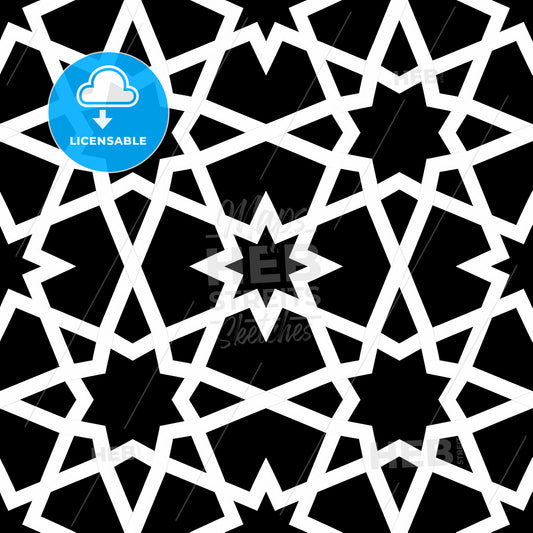 Geometric Arabic Tile Symmetry Painting Black White Pattern
