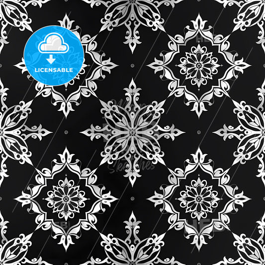 Abstract Arabic Black White Pattern - Vibrant Minimalistic Painting Art - Islamic Geometric Style - Moroccan Tile Ornament