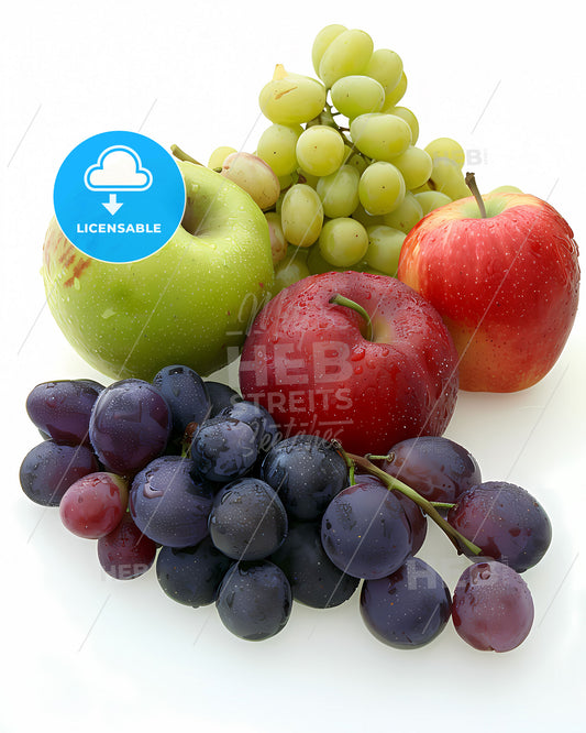 Vibrant art painting of a group of fruit in still life on a white background