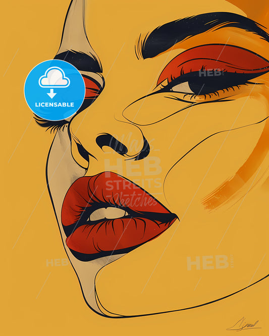 Abstract Travel Artwork: AliciA - A Modern, Vibrant, and Simplistic Poster Depicting a Womans Face Crafted with Alphabet Shapes and Bright Matte Colors.