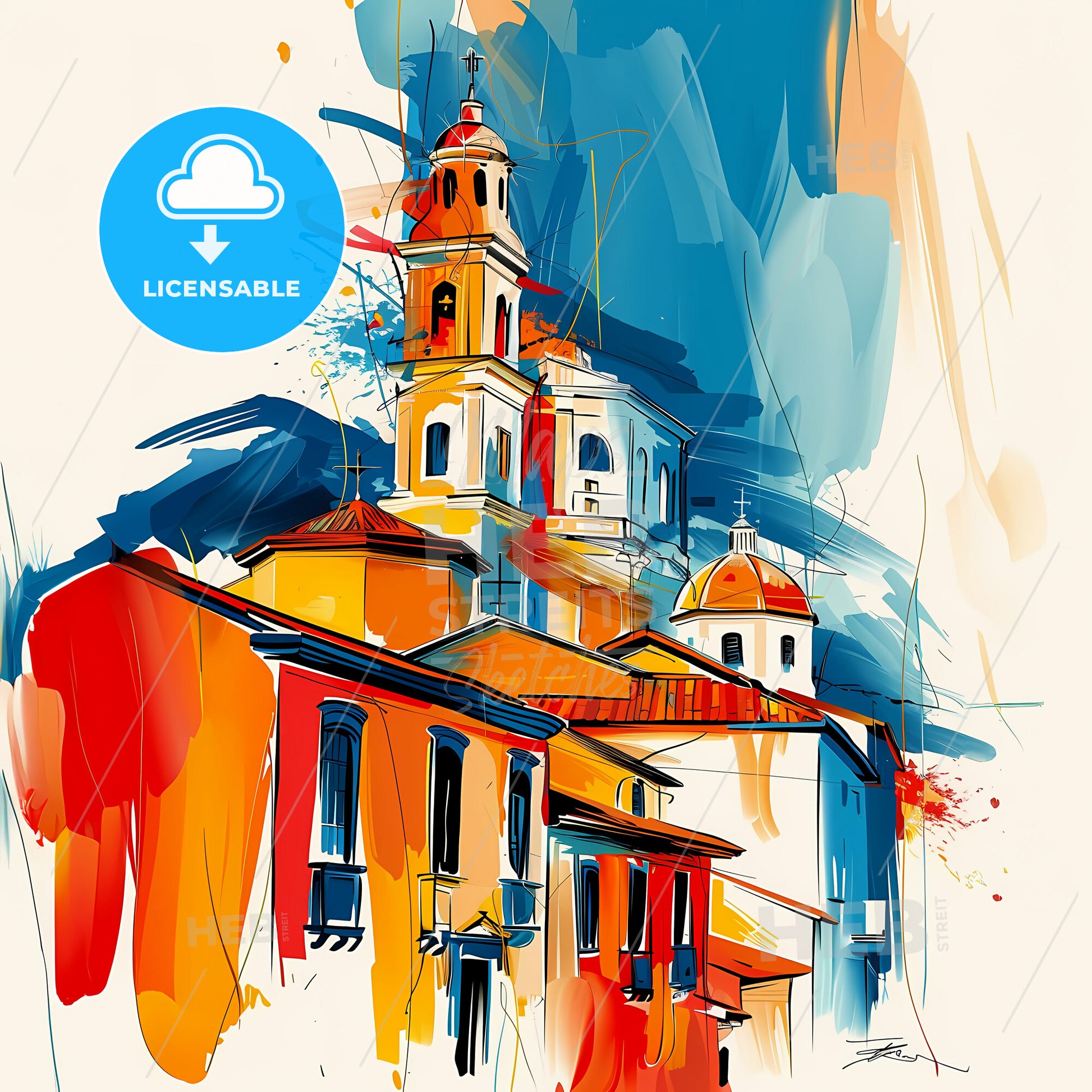 Vibrant Sincelejo, Colombia - A Painting Of A Building