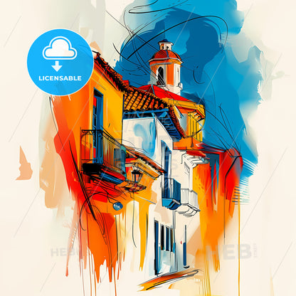 Vibrant Sincelejo, Colombia - A Painting Of A Building